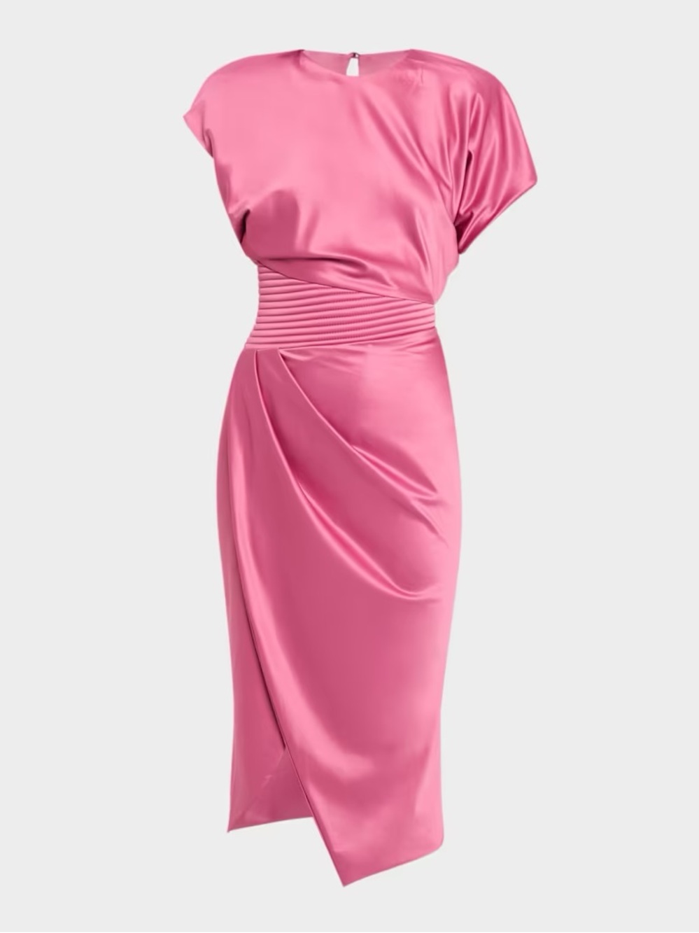 Zhivago Bond Draped Satin Midi Sheath Dress Lilac Size 4